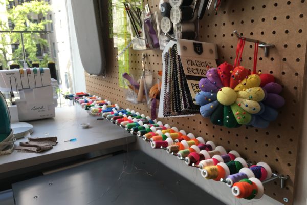 Colorful tools on a pegboard